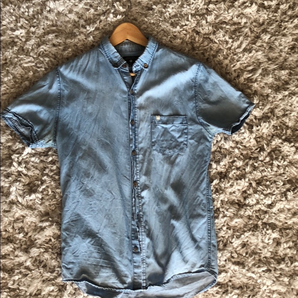 Zara Man Denim Short Sleeve Button Up